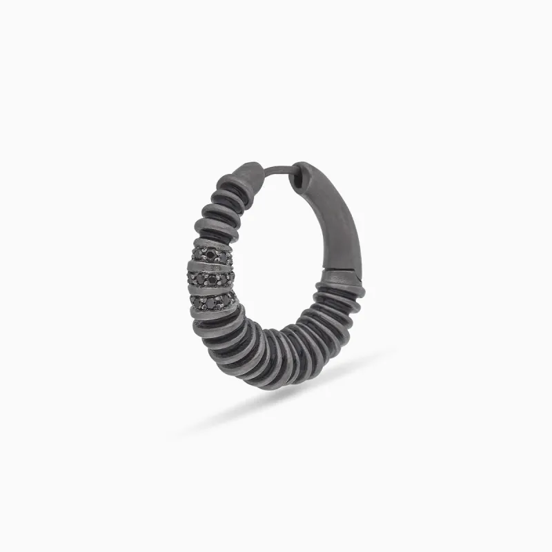 ACIES Triple Black Hoop Earring with Black Diamonds and Black Enamel sold by Marco Dal Maso