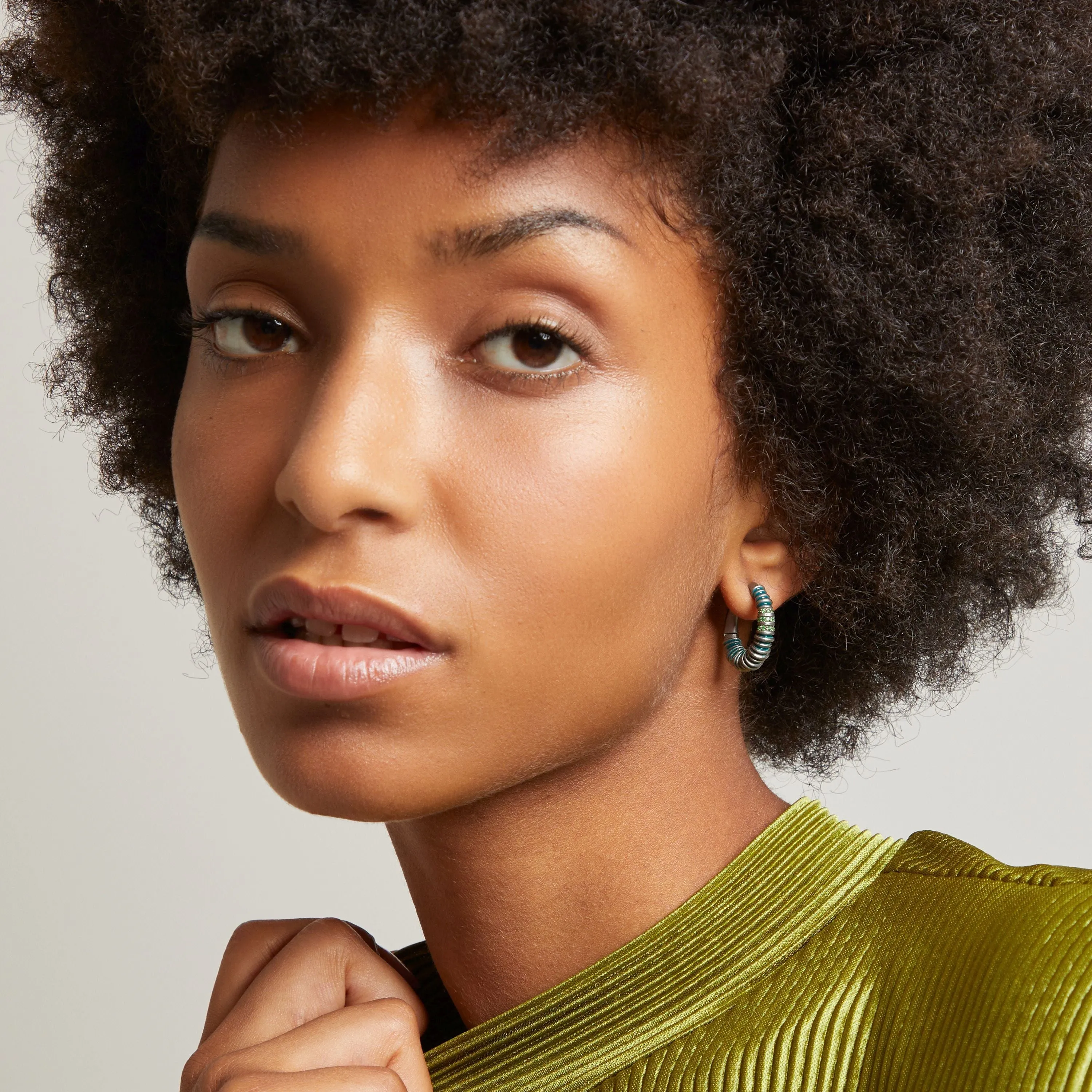 ACIES Hoop Earring with Tsavorite and Green Enamel sold by Marco Dal Maso product image thumbnail 2