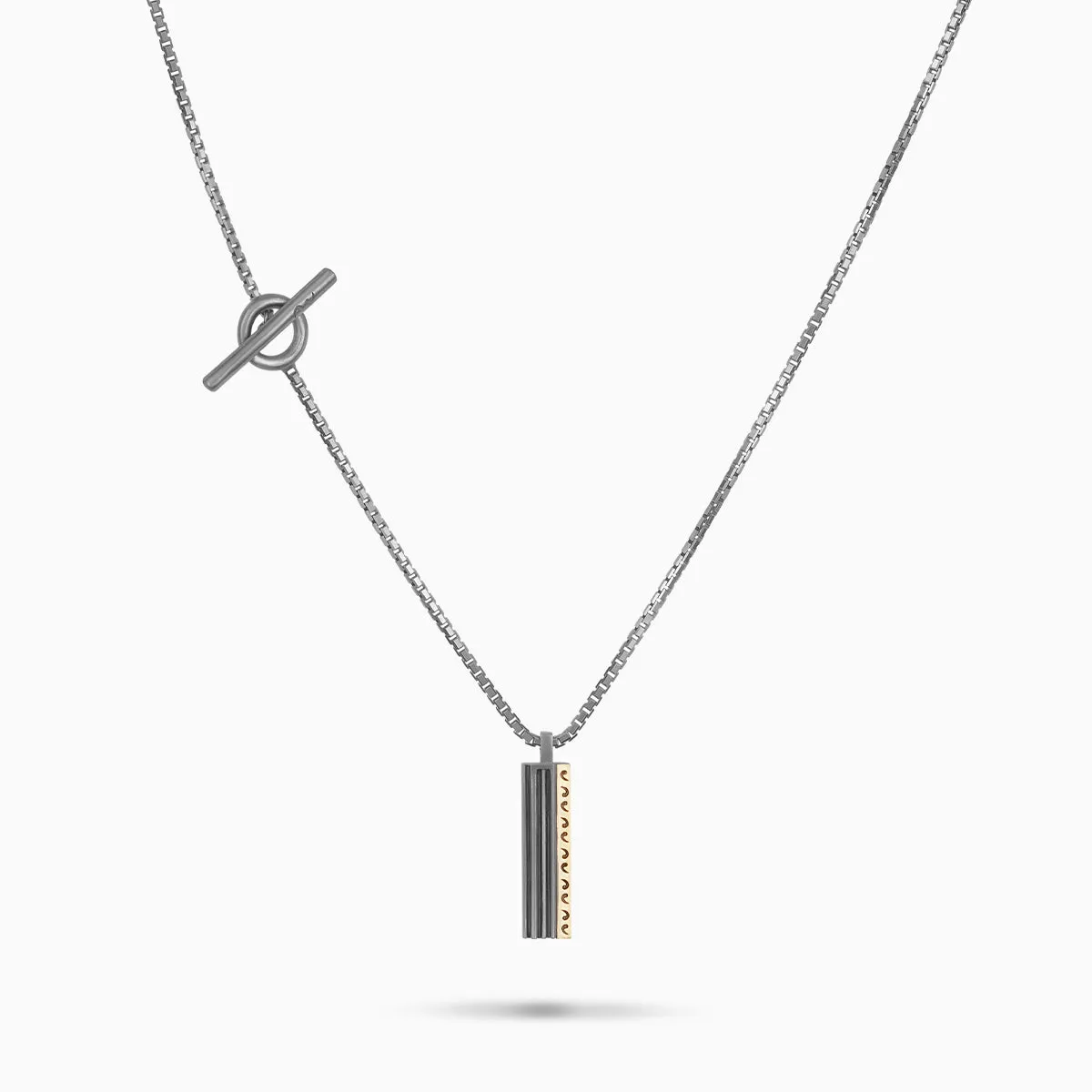 ACIES Mixed Metal Pendant with 18K Brushed Yellow Gold and Brown Enamel sold by Marco Dal Maso