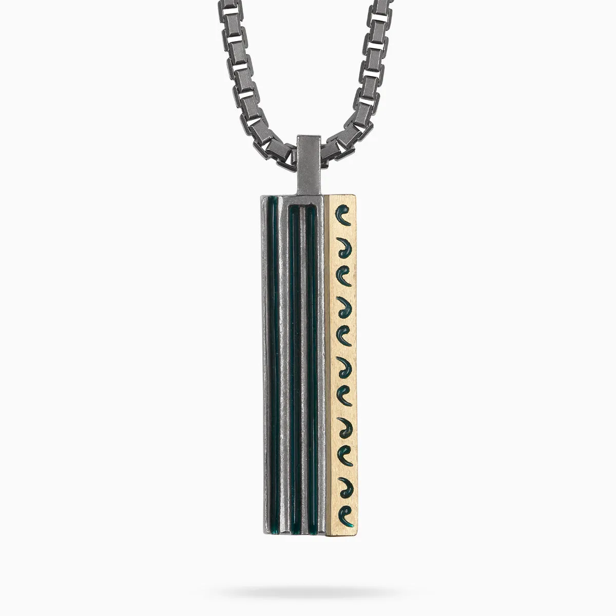 ACIES Mixed Metal Pendant with 18K Brushed Yellow Gold and Green Enamel sold by Marco Dal Maso product image thumbnail 3
