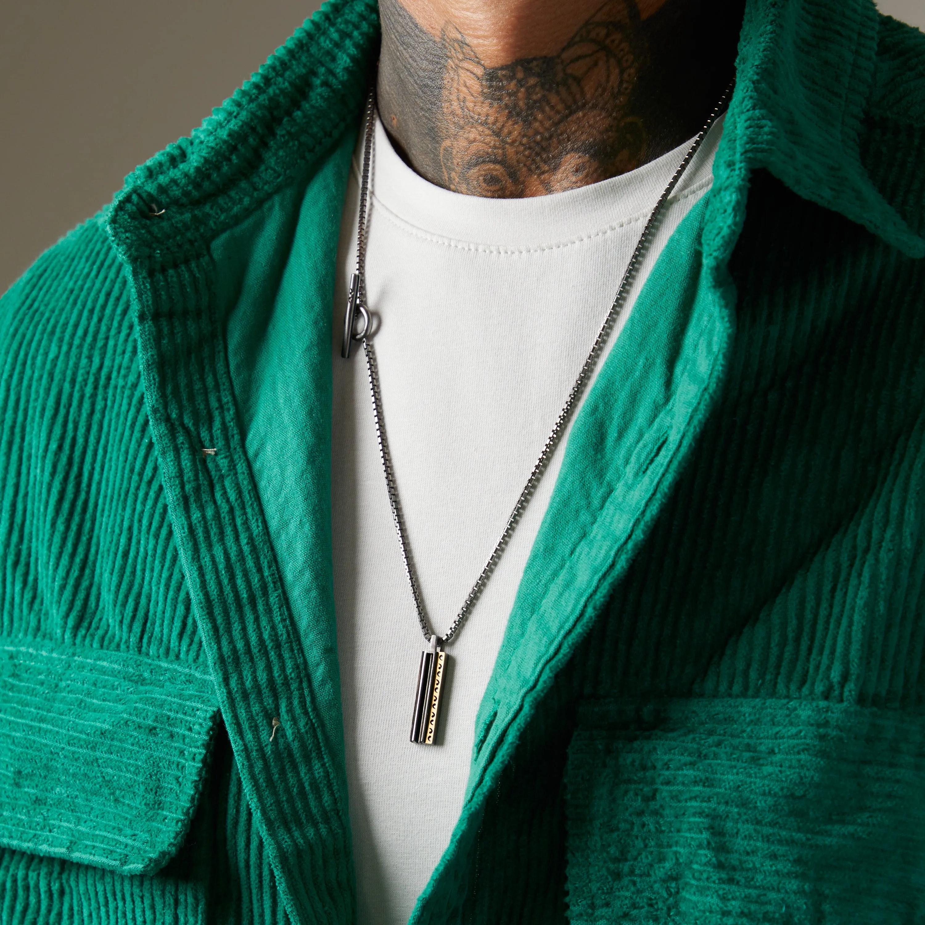 ACIES Mixed Metal Pendant with 18K Brushed Yellow Gold and Green Enamel sold by Marco Dal Maso product image thumbnail 2