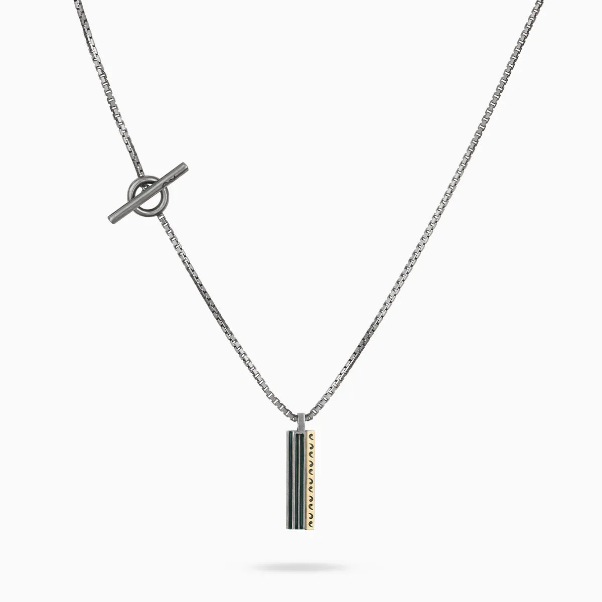 ACIES Mixed Metal Pendant with 18K Brushed Yellow Gold and Green Enamel sold by Marco Dal Maso