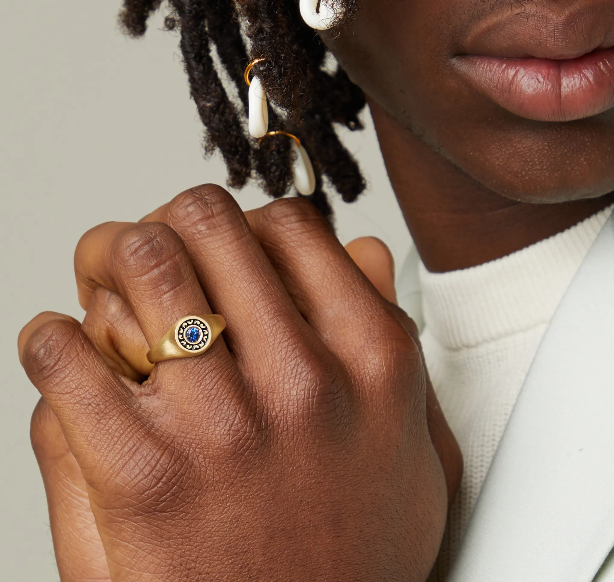 Icon Signet Ring with Blue Sapphire and Black Enamel sold by Marco Dal Maso product image thumbnail 2