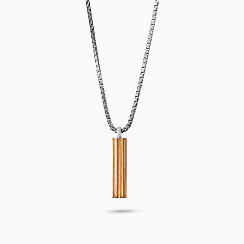 ACIES Oxidized Silver Pendant with Tea Orange Enamel sold by Marco Dal Maso