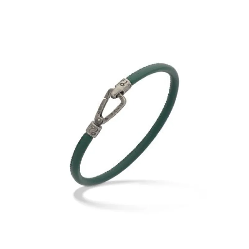 Lash Single Leather Cord Bracelet with Green Leather sold by Marco Dal Maso