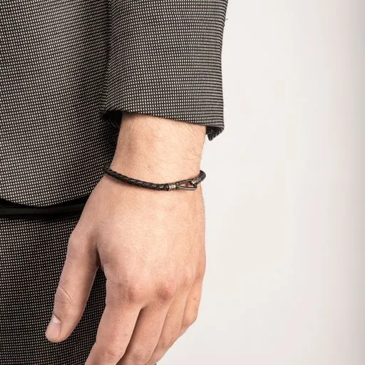 Lash Single Leather Cord Bracelet with Black Leather sold by Marco Dal Maso product image thumbnail 3