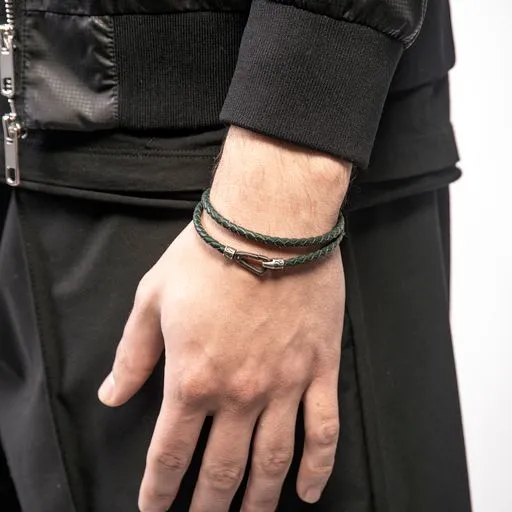 Lash Double Leather Cord Bracelet with Green Leather sold by Marco Dal Maso product image thumbnail 4