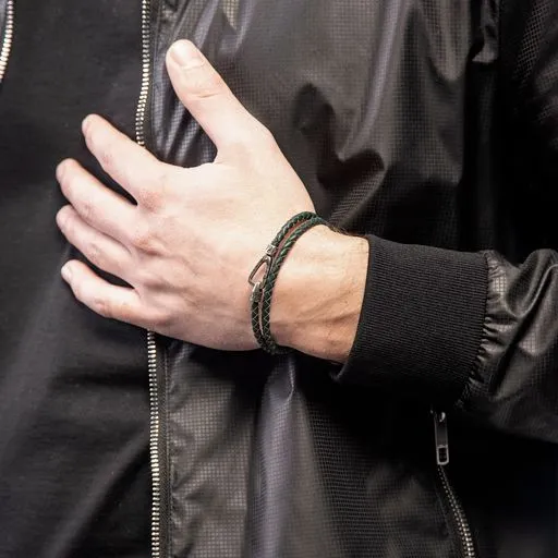 Lash Double Leather Cord Bracelet with Green Leather sold by Marco Dal Maso product image thumbnail 3