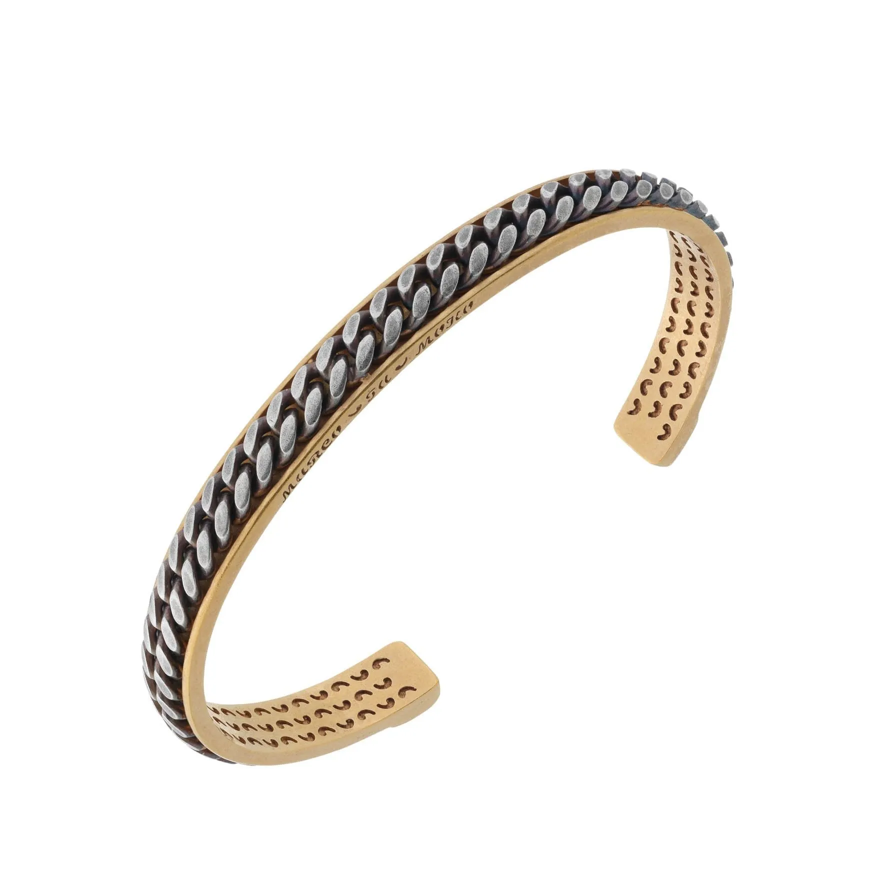 Lash Chain Link Cuff with 18kt Yellow Gold Vermeil and Oxidized Silver sold by Marco Dal Maso