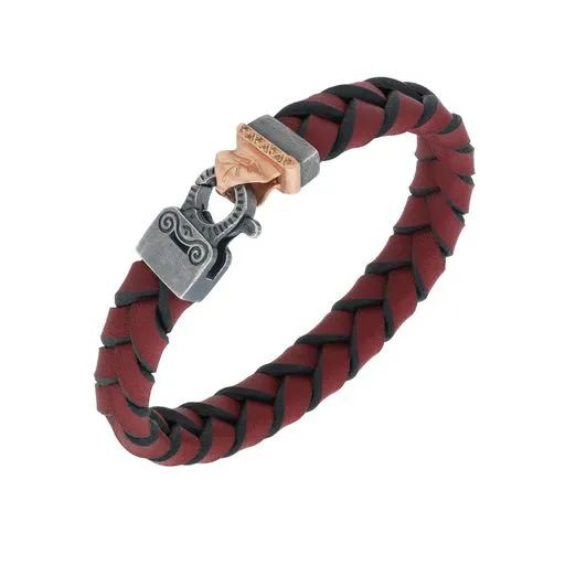 Lash Braided Leather Bracelet with Red Leather sold by Marco Dal Maso