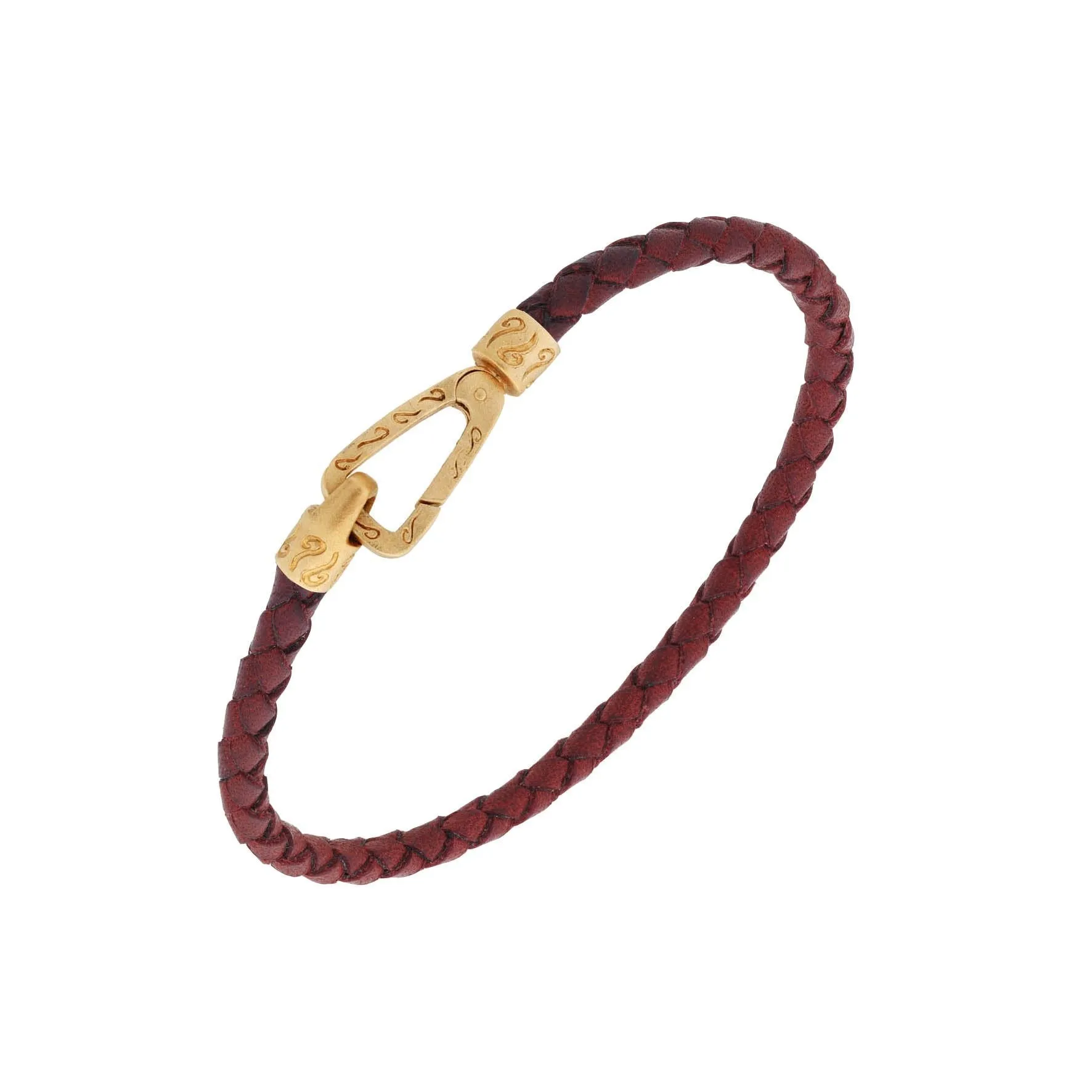 Lash 18kt Yellow Gold Vermeil Single Leather Cord Bracelet with Red Leather sold by Marco Dal Maso