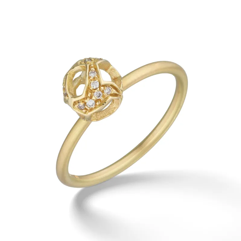 Explosion of Joy Petite Ring with White Diamonds with 18kt Yellow Gold sold by Marco Dal Maso