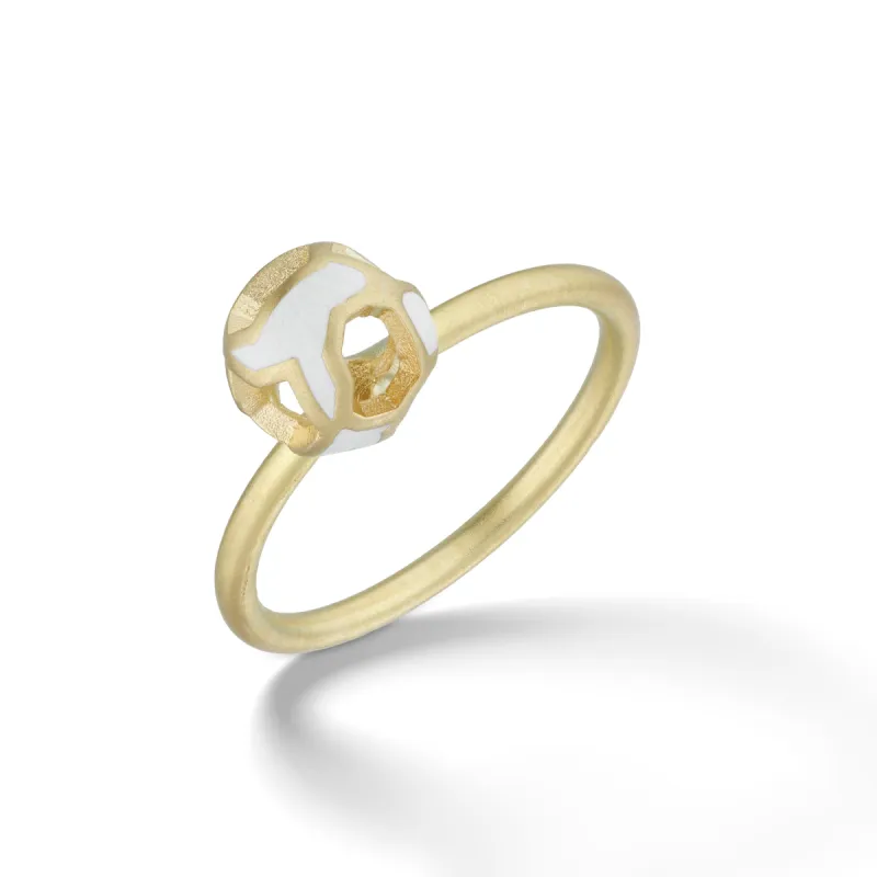 Explosion of Joy Petite Ring with Enamel with 18kt Yellow Gold sold by Marco Dal Maso