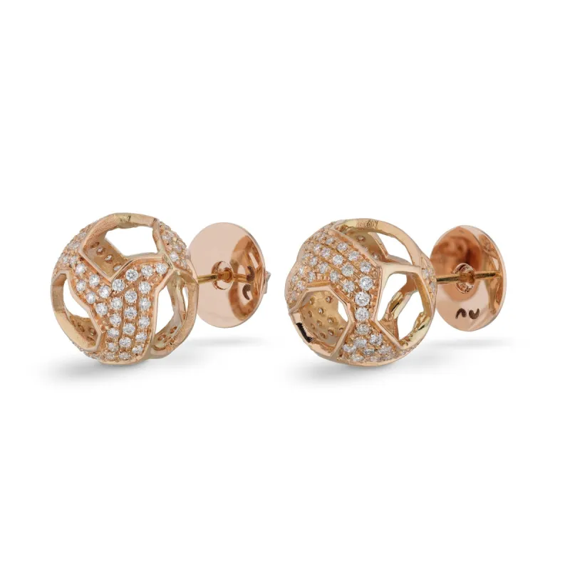 Explosion of Joy Grand Studs Earrings with White Diamonds with 18kt Rose Gold sold by Marco Dal Maso