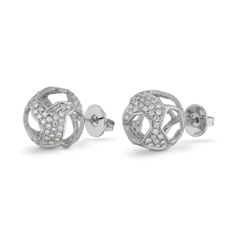 Explosion of Joy Grand Studs Earrings with White Diamonds with 18kt White Gold sold by Marco Dal Maso