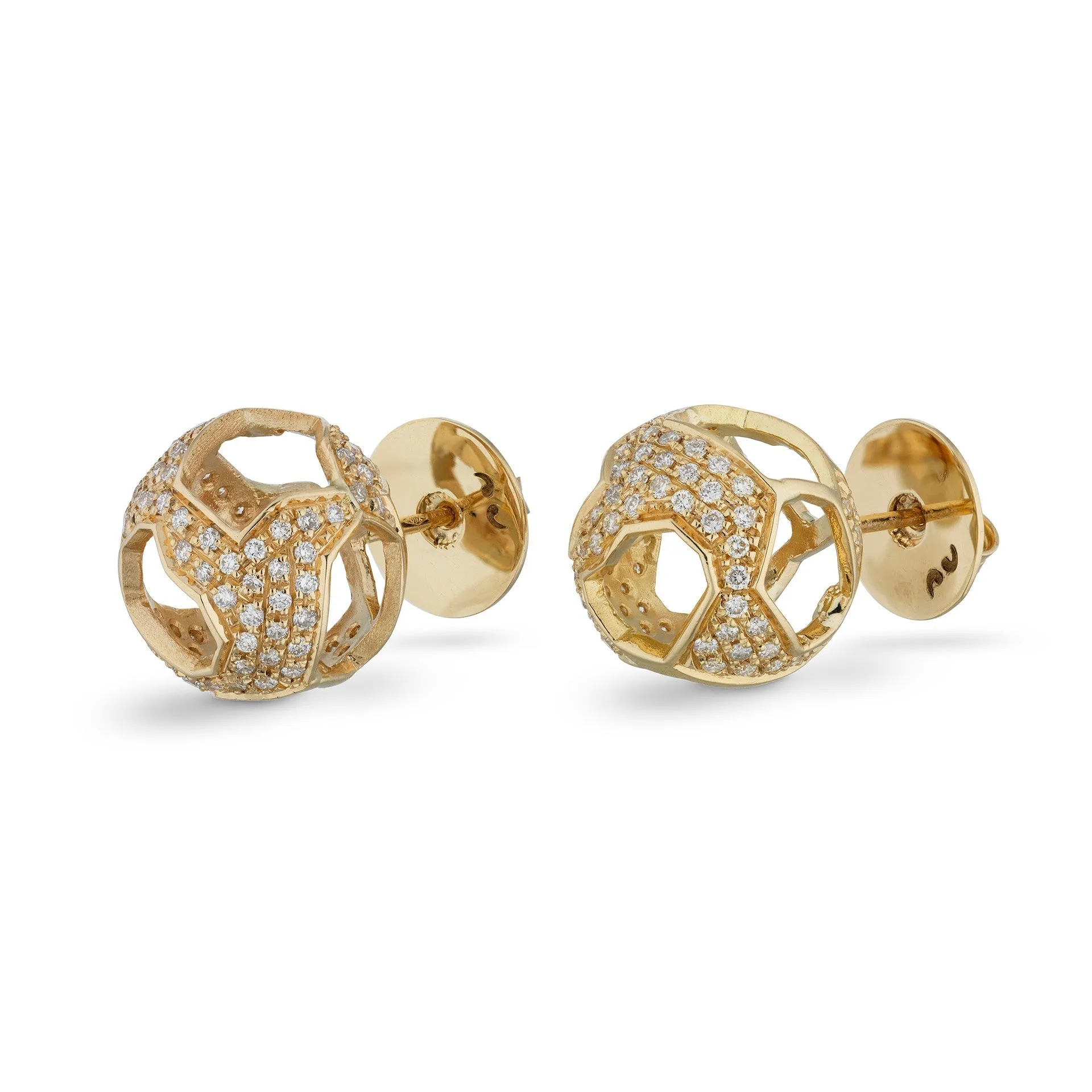 Explosion of Joy Grand Studs Earrings with White Diamonds with 18kt Yellow Gold sold by Marco Dal Maso