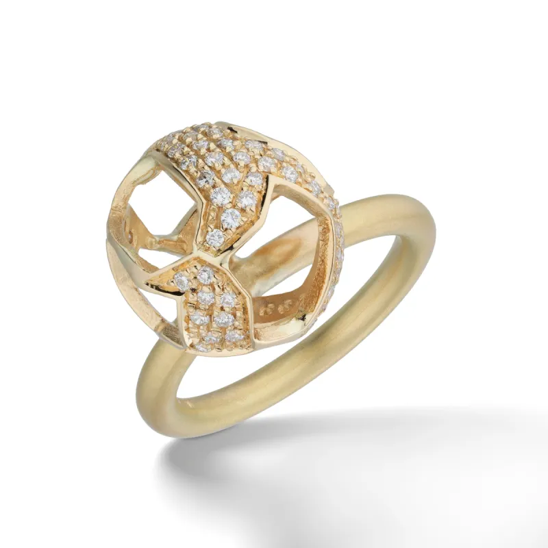 Explosion of Joy Grand Ring with White Diamonds with 18kt Yellow Gold sold by Marco Dal Maso