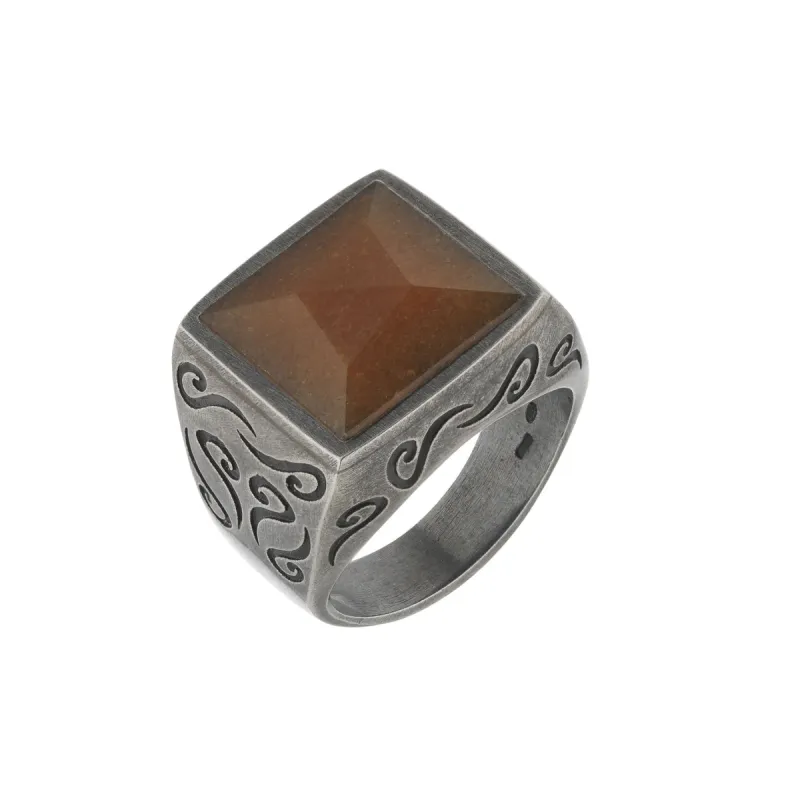 ARA Square Gemstone Ring with Orange Aventurine sold by Marco Dal Maso