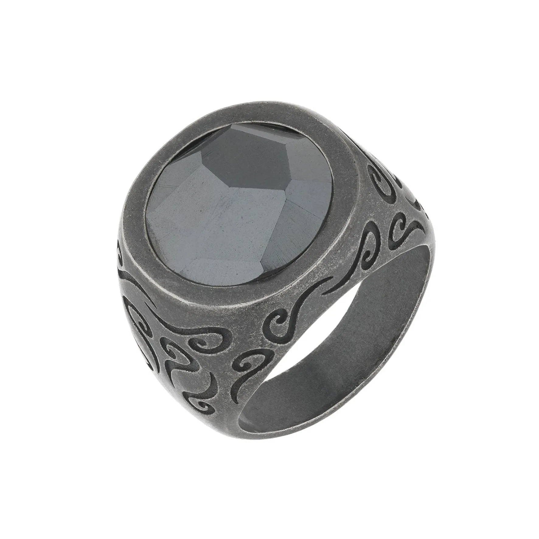 ARA Round Gemstone Ring with Hematite sold by Marco Dal Maso