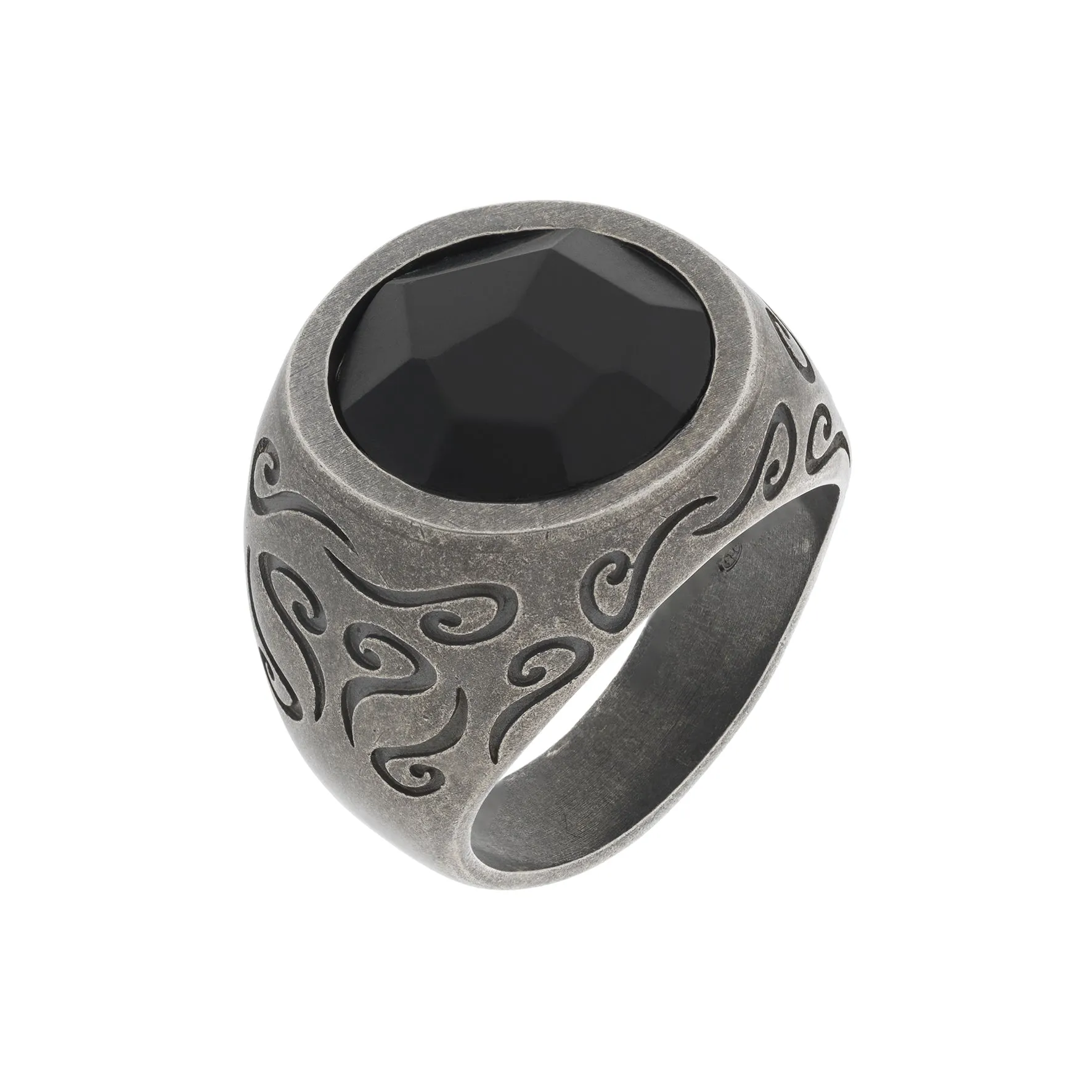 ARA Round Gemstone Ring with Matte Onyx sold by Marco Dal Maso