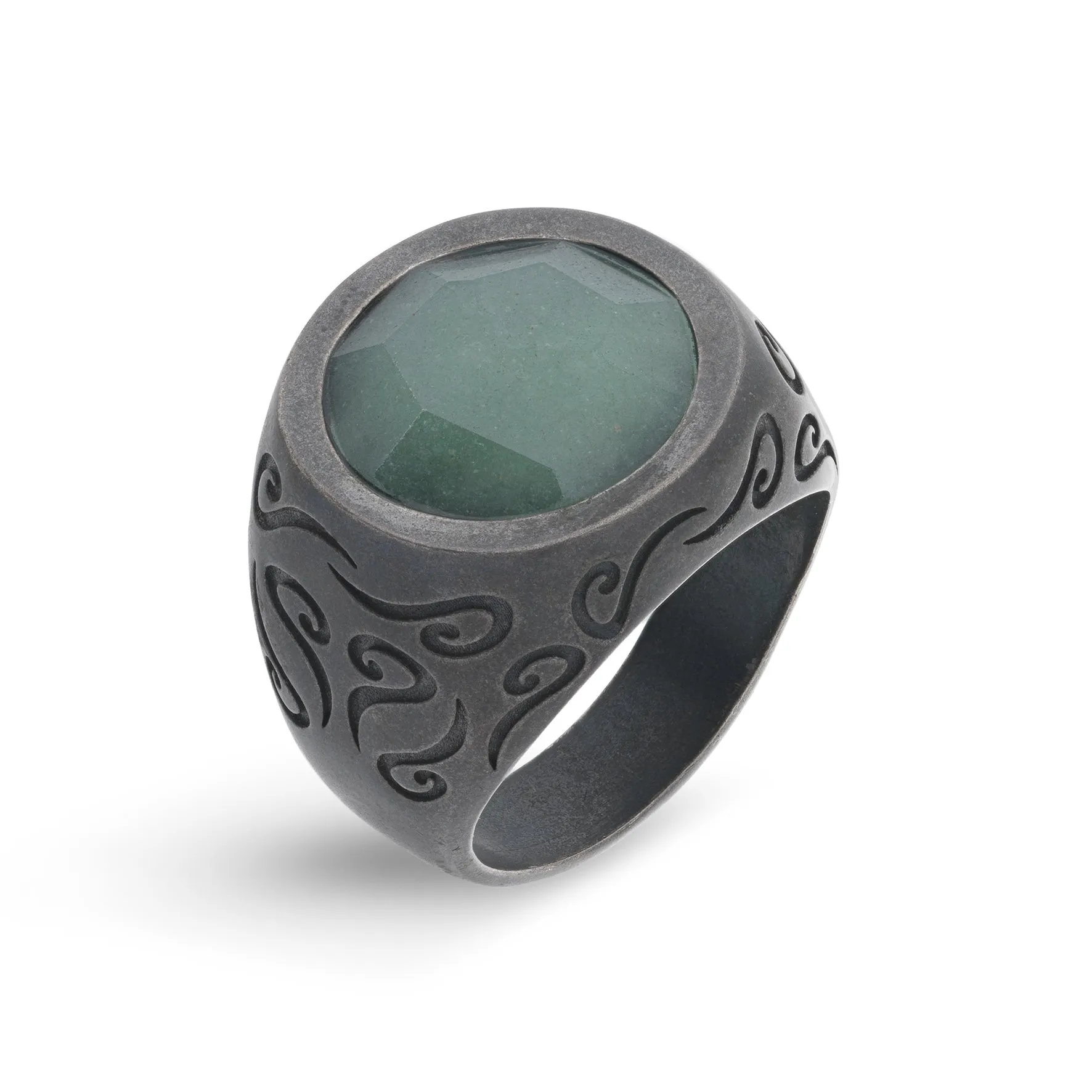 ARA Round Gemstone Ring with Green Aventurine sold by Marco Dal Maso