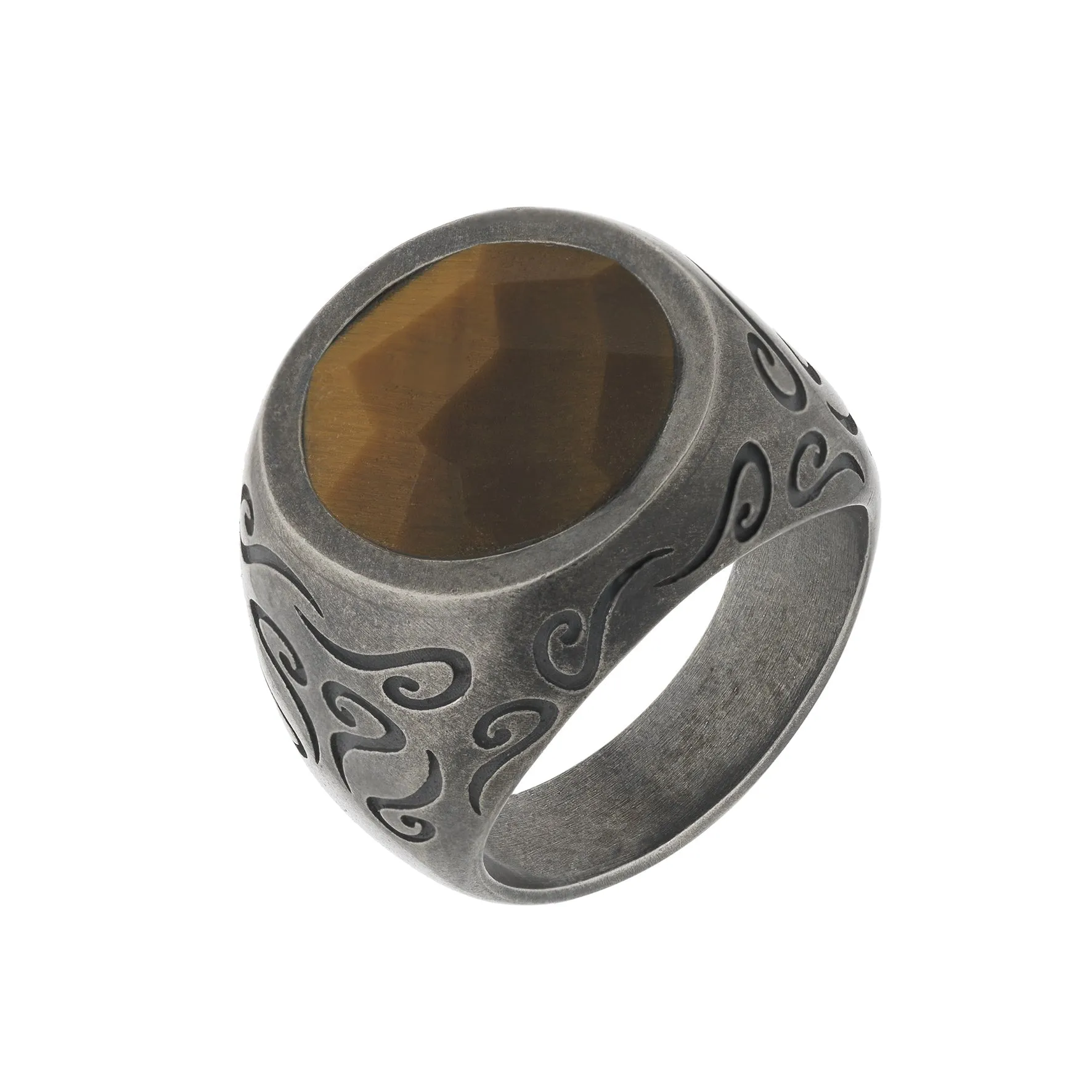 ARA Round Gemstone Ring with Matte BrownTiger Eye sold by Marco Dal Maso