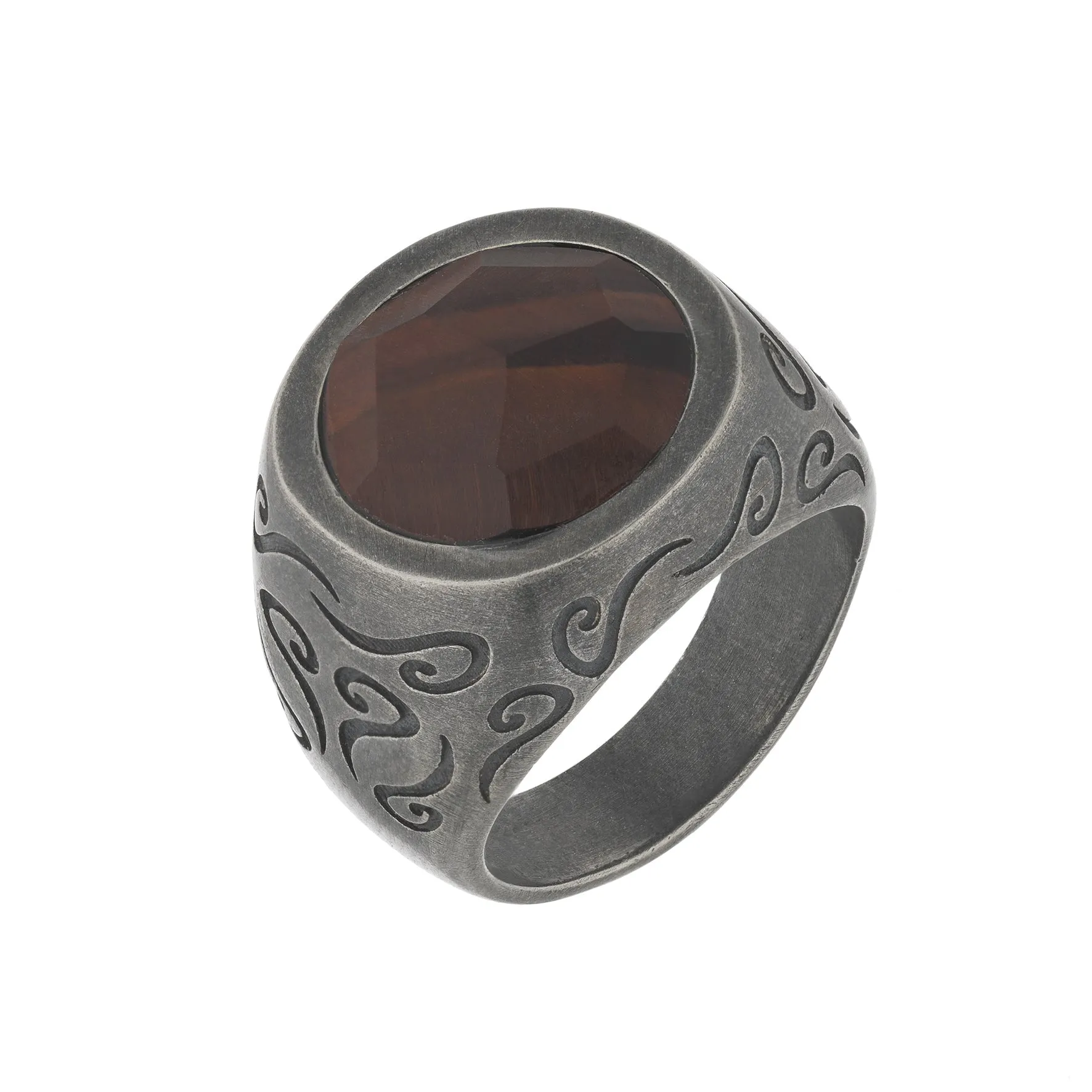 ARA Round Gemstone Ring with Matte Red Tiger Eye sold by Marco Dal Maso