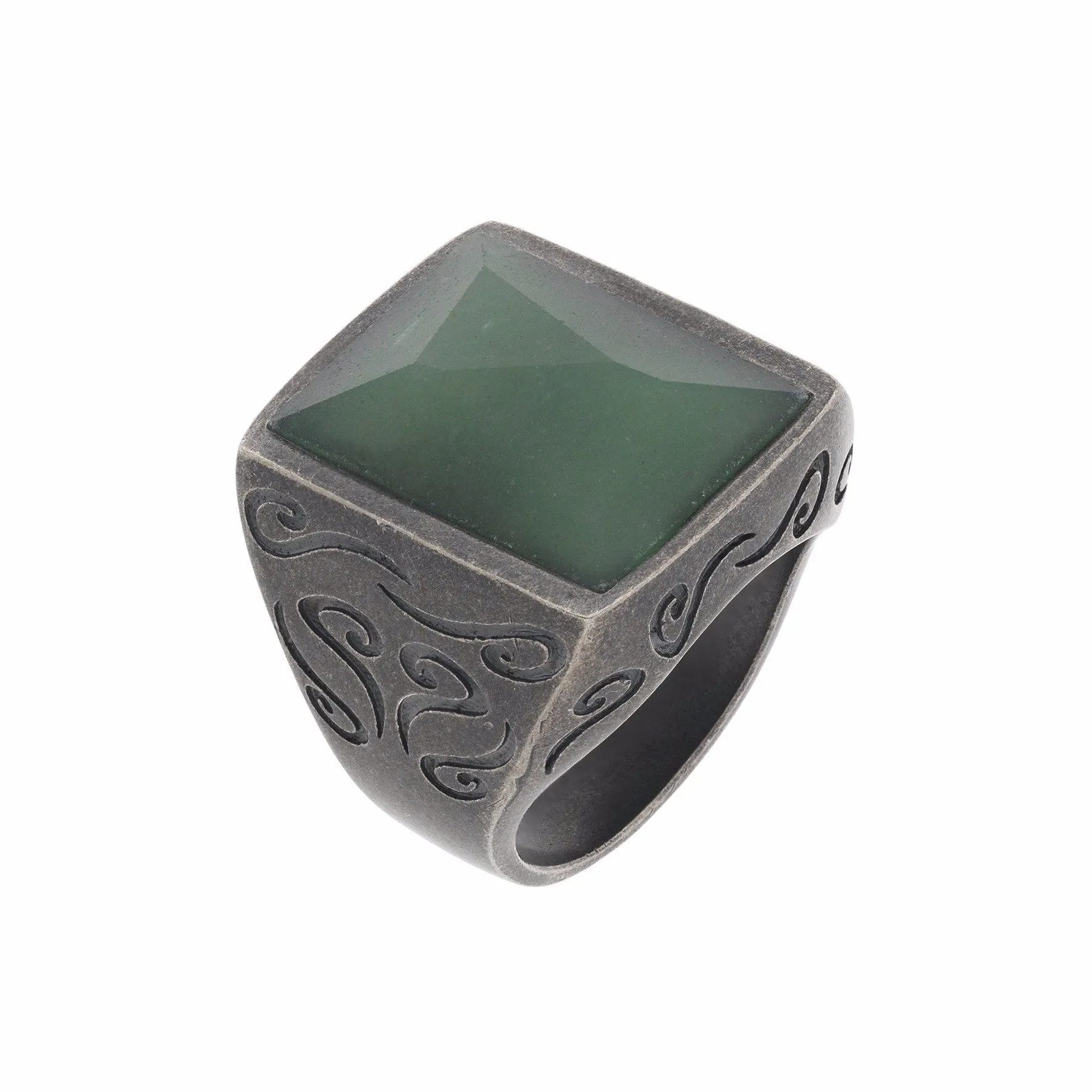 ARA Rectangular Gemstone Ring with Green Aventurine sold by Marco Dal Maso