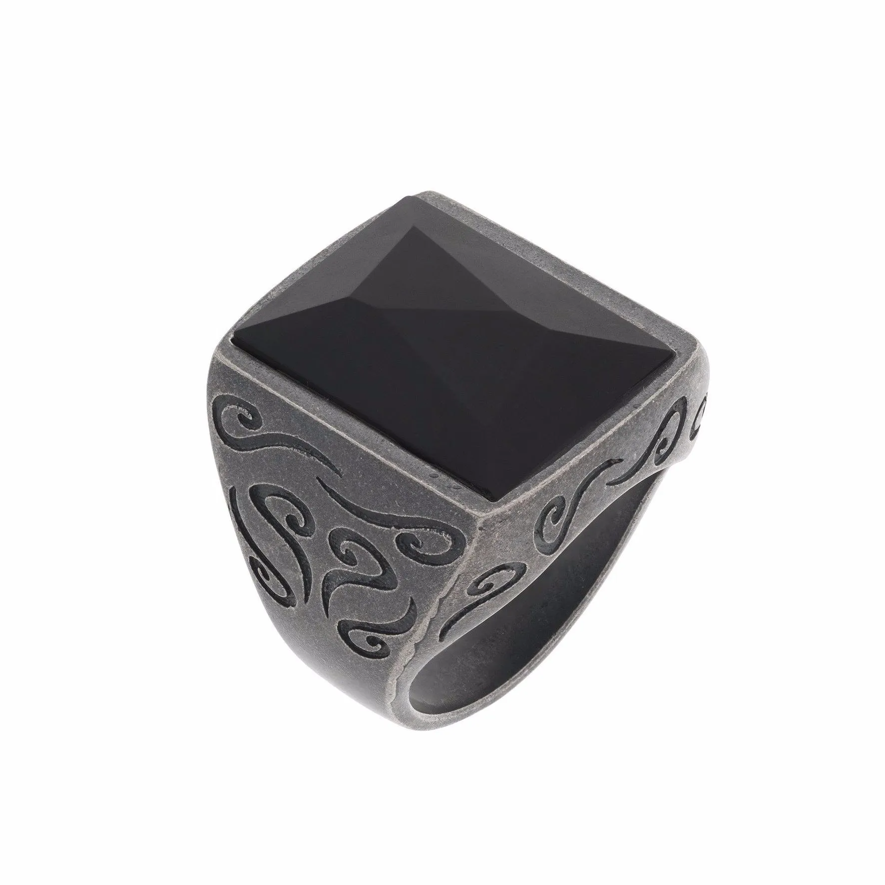 ARA Rectangular Gemstone Ring with Onyx sold by Marco Dal Maso