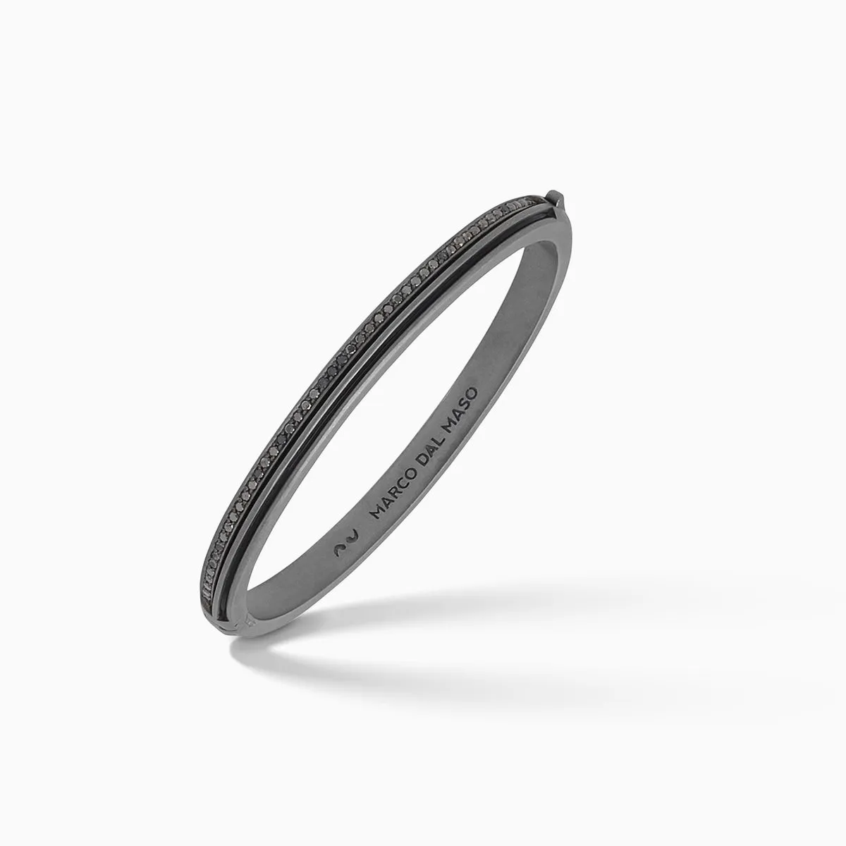 ACIES Slim Triple Black Matte Silver Cuff with Black Diamonds and Black Enamel sold by Marco Dal Maso