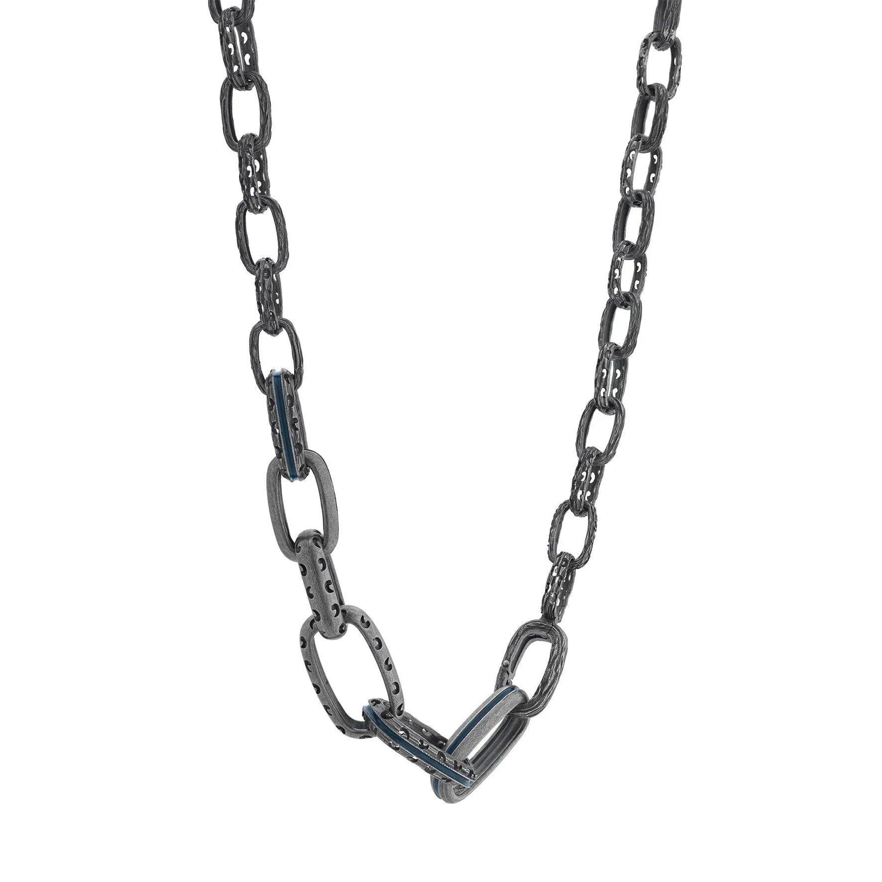 Silver Warrior Bold Link Necklace with Green Enamel sold by Marco Dal Maso