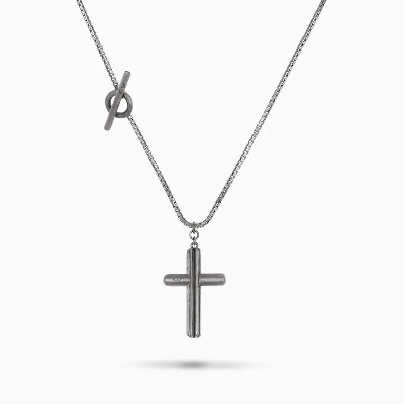 ACIES Oxidized Cross Pendant, and Black Enamel sold by Marco Dal Maso