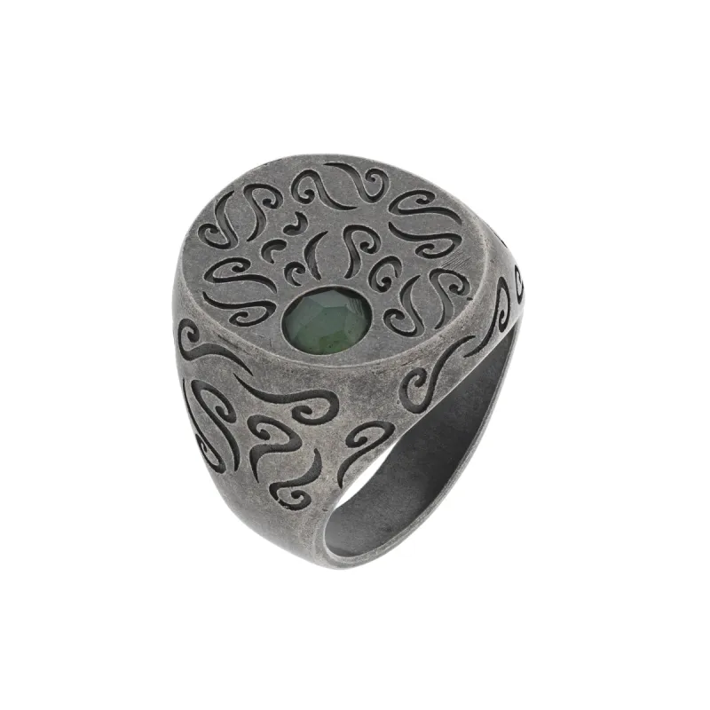 Ara Oval Ring with Side Gemstone with Green Aventurine sold by Marco Dal Maso