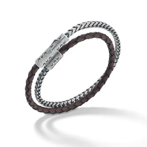 Lash Double Wrap Chain and Leather 10mm Bracelet with Brown Leather sold by Marco Dal Maso product image thumbnail 2