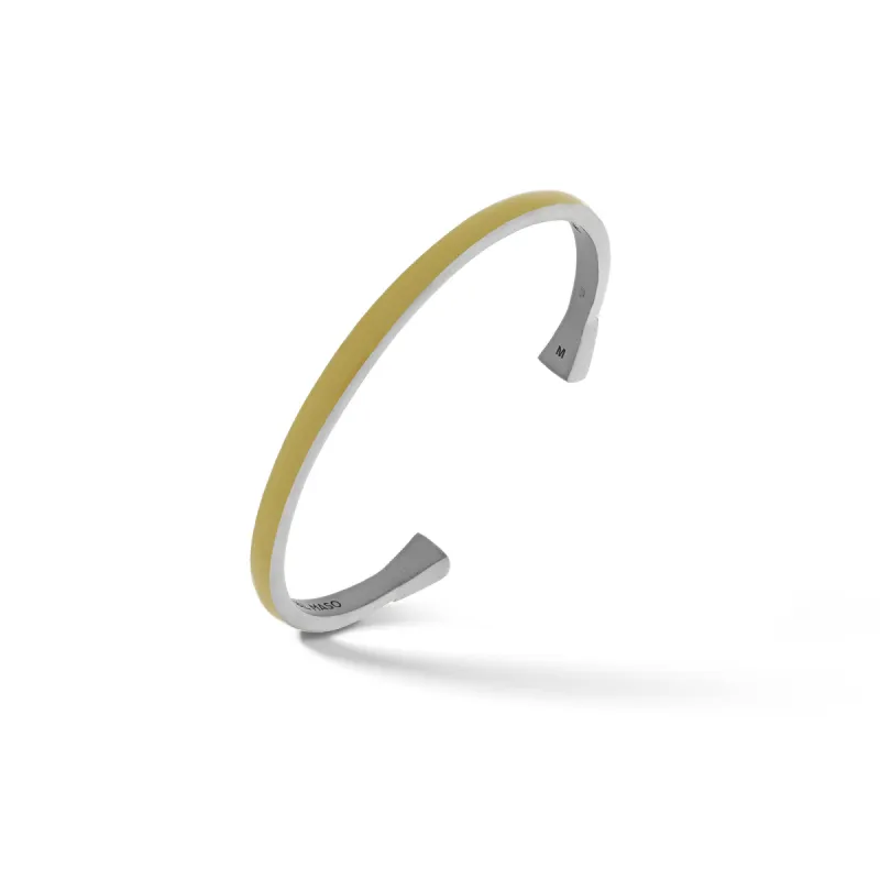 ELAN Matte Black Silver Cuff with Yellow Enamel sold by Marco Dal Maso