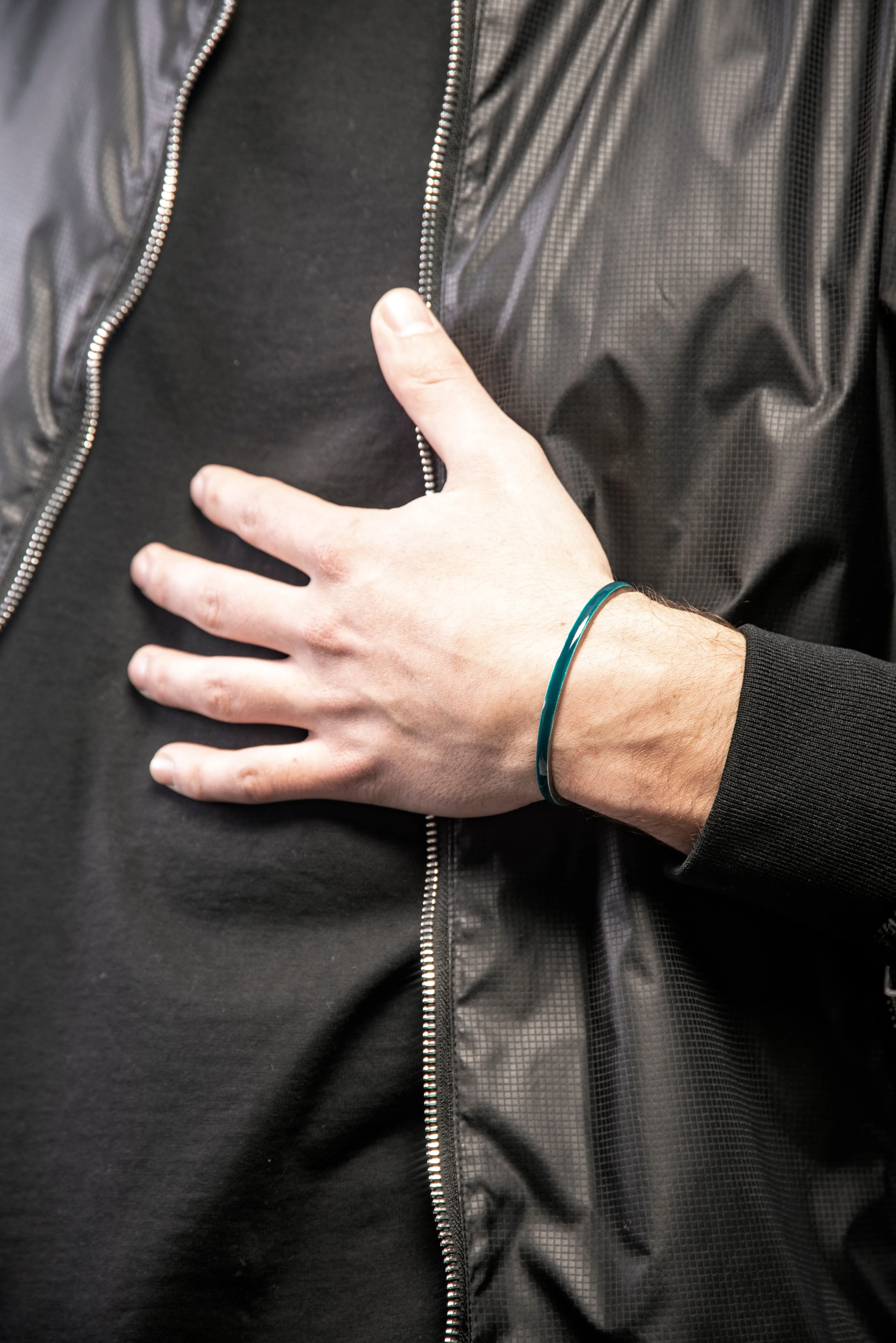 ELAN Oxidized Silver Cuff with Green Enamel sold by Marco Dal Maso product image thumbnail 2