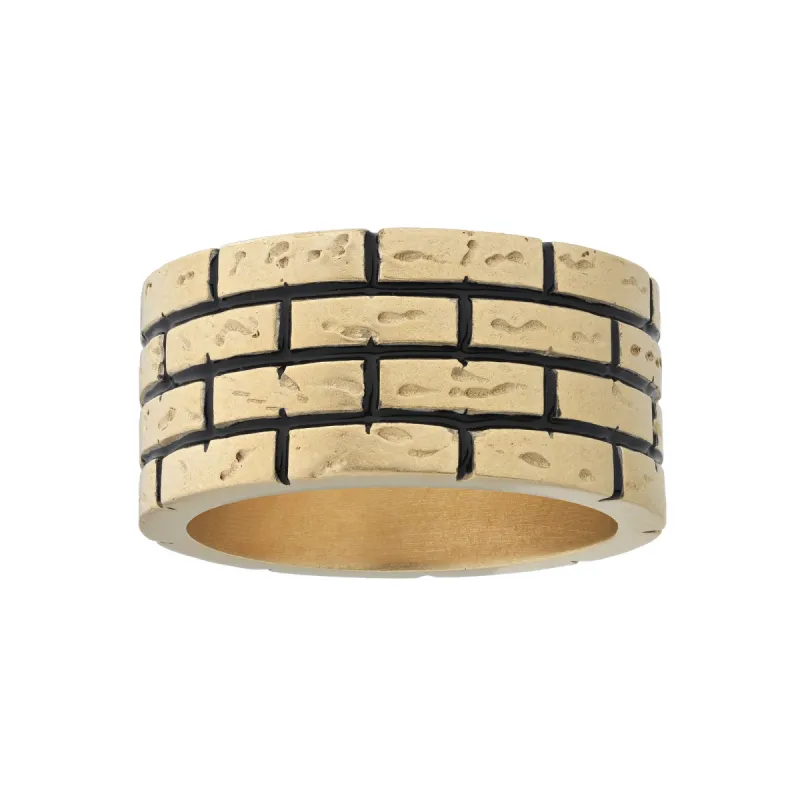 MURALES Wide 18K Yellow Gold Matte Vermeil Ring with black enamel sold by Marco Dal Maso