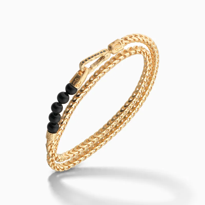 ULYSSES 18K Vermeil Beaded Onyx Double Chain Bracelet sold by Marco Dal Maso