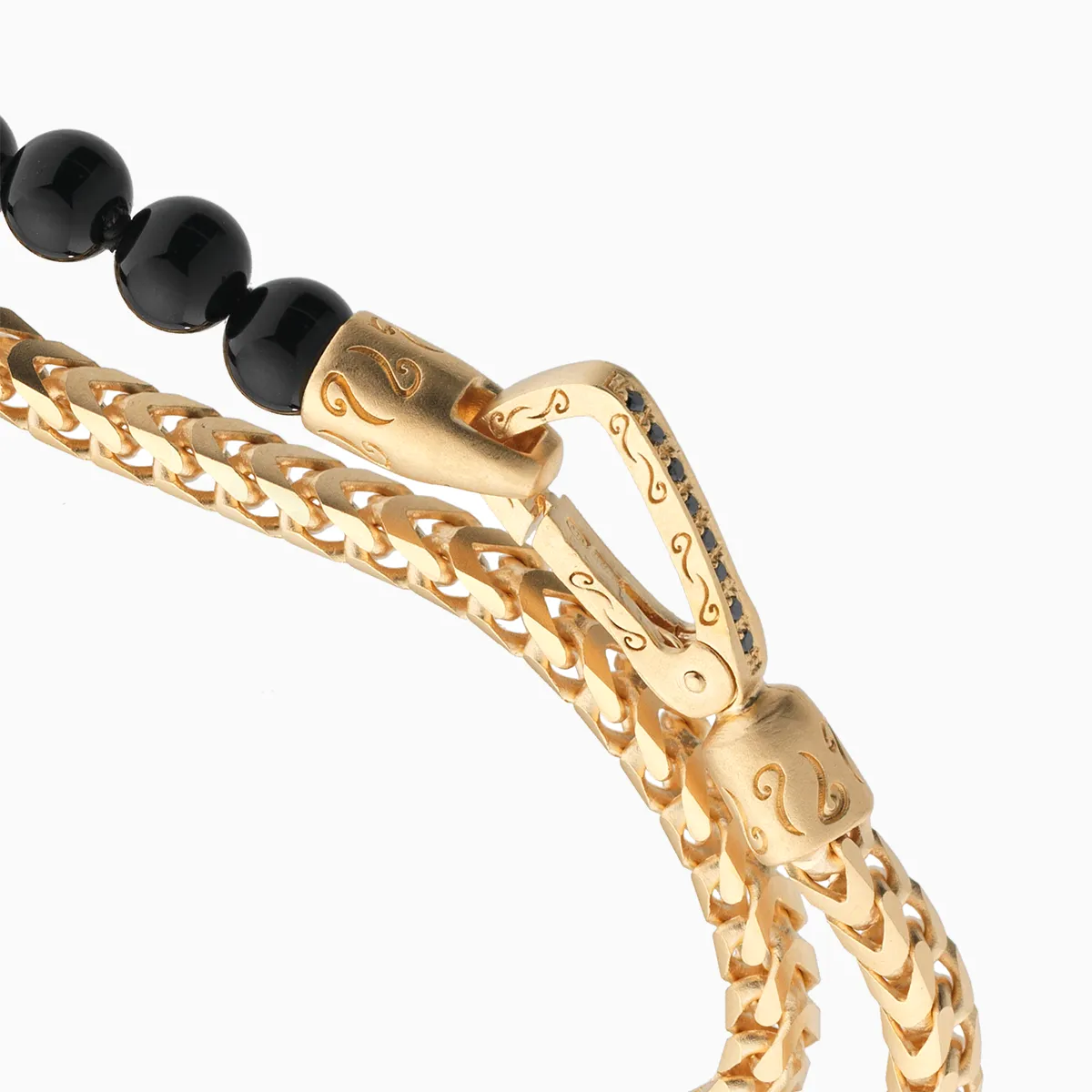 ULYSSES 18K Vermeil Beaded Onyx Double Chain Bracelet sold by Marco Dal Maso product image thumbnail 3