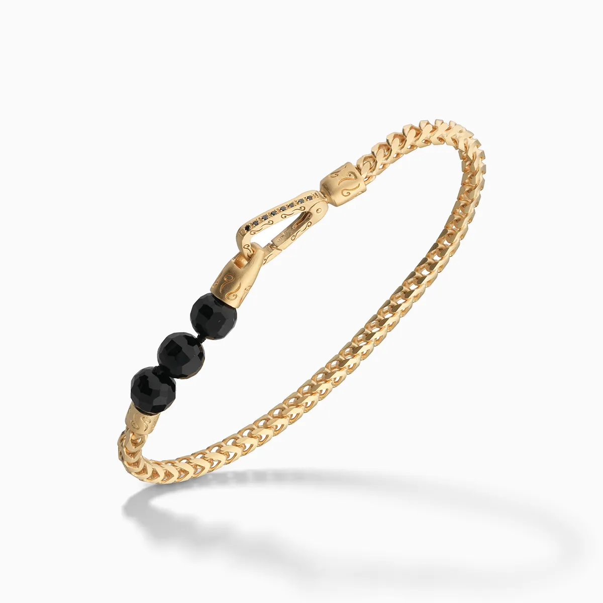 ULYSSES 18K Vermeil Faceted Beaded Onyx Single Chain Bracelet sold by Marco Dal Maso