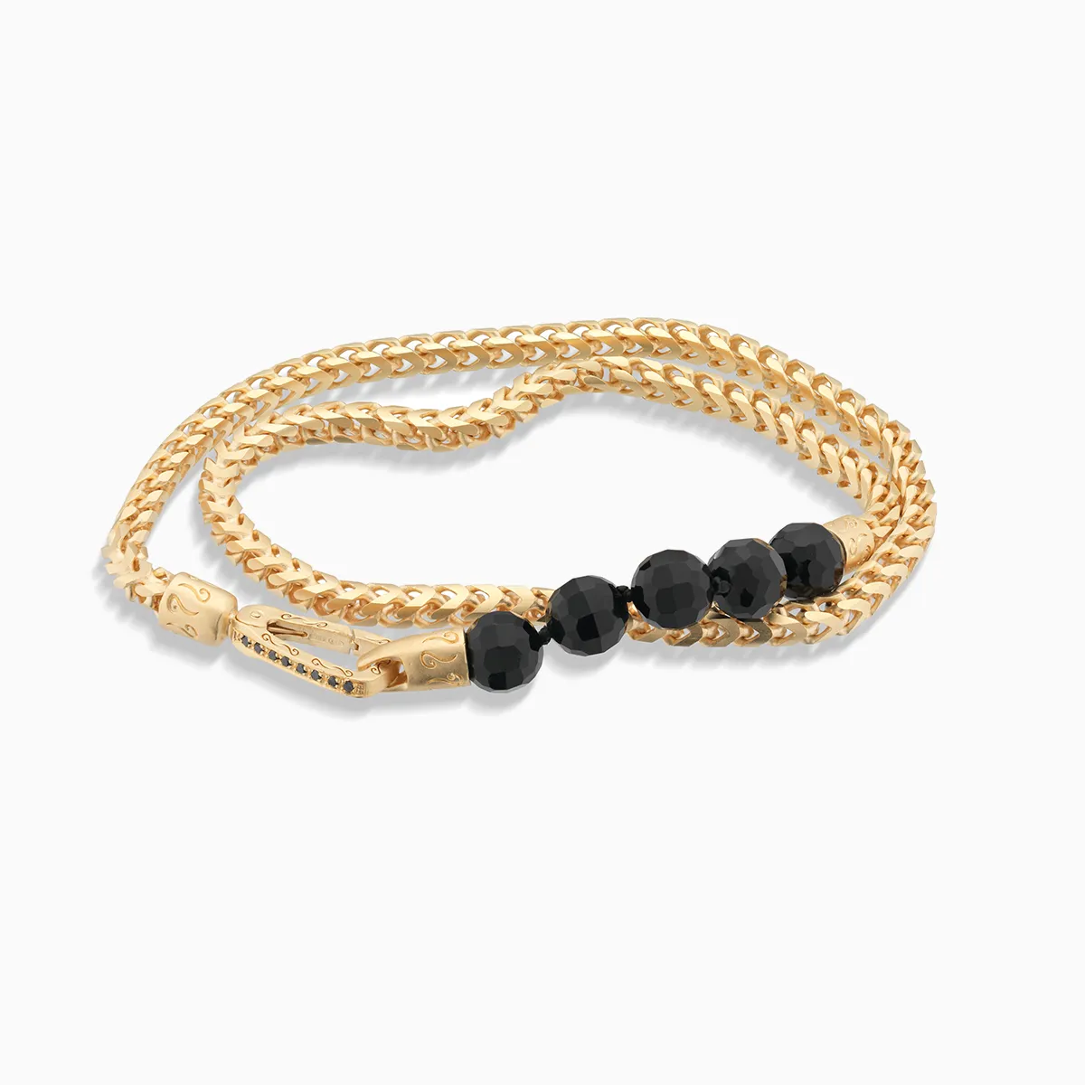 ULYSSES 18K Vermeil Faceted Beaded Onyx Double Chain Bracelet sold by Marco Dal Maso product image thumbnail 4