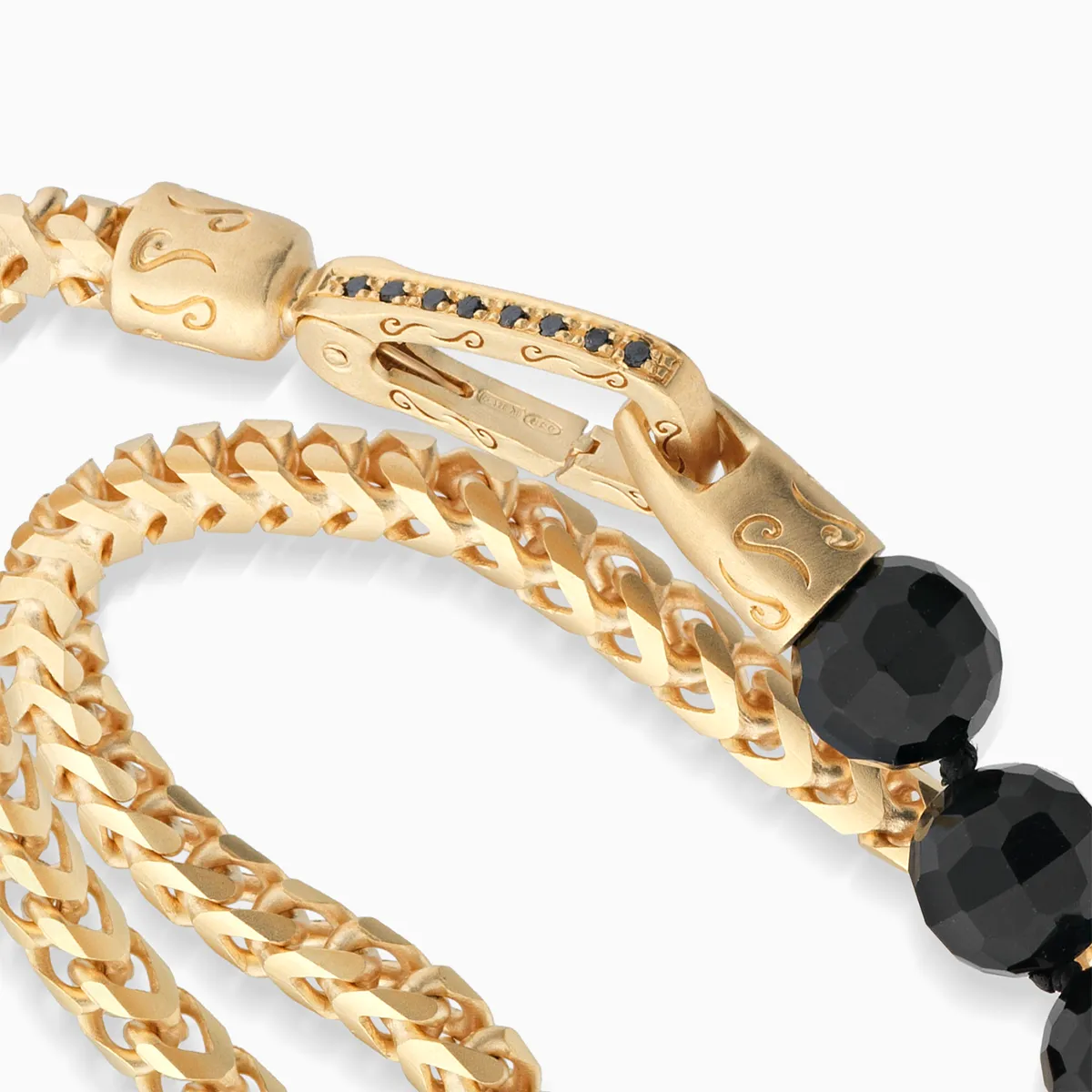 ULYSSES 18K Vermeil Faceted Beaded Onyx Double Chain Bracelet sold by Marco Dal Maso product image thumbnail 5
