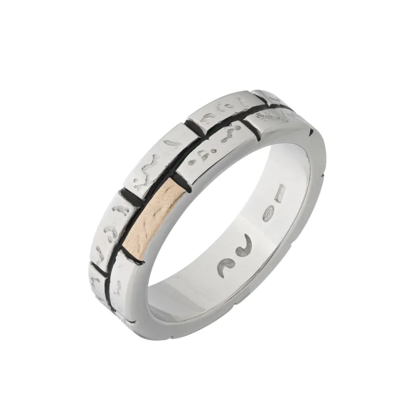 MURALES 18K Rose Gold and Polished Silver Ring with Black Enamel sold by Marco Dal Maso