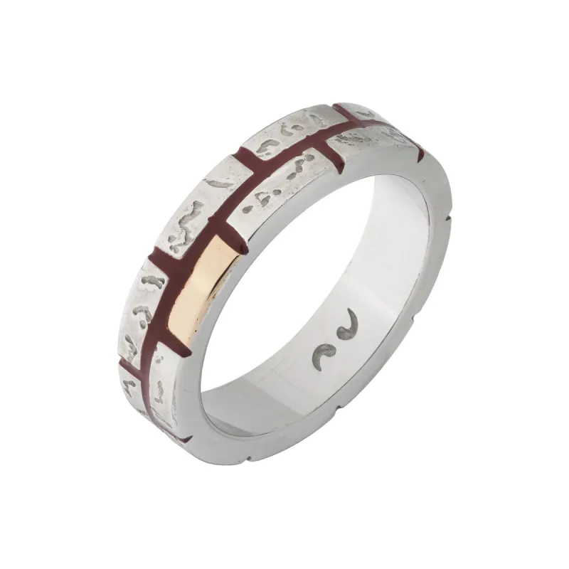 MURALES 18K Rose Gold and Polished Silver Ring with Red Enamel sold by Marco Dal Maso