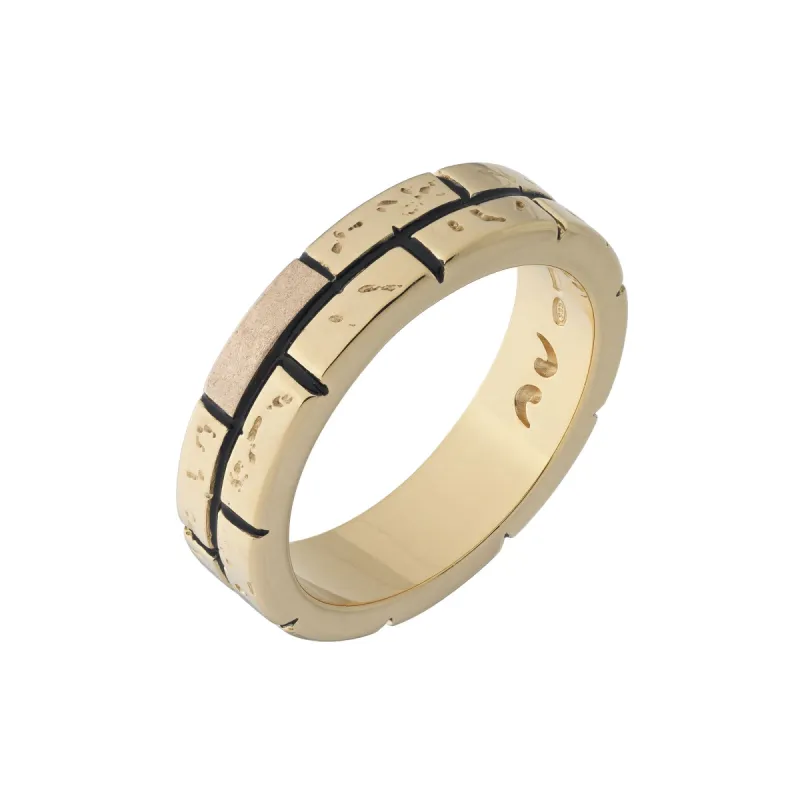 MURALES 18K Rose Gold and 18K Yellow Gold Matte Vermeil Ring with Black Enamel sold by Marco Dal Maso