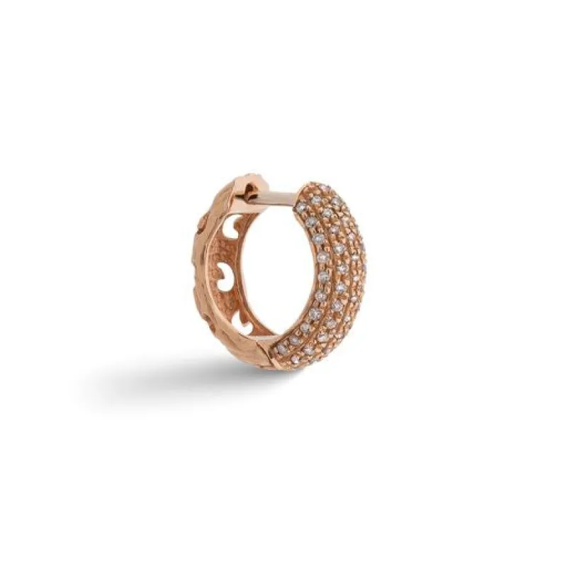 WARRIOR Single Hoop Earring in Rose Gold & Champagne Diamonds sold by Marco Dal Maso