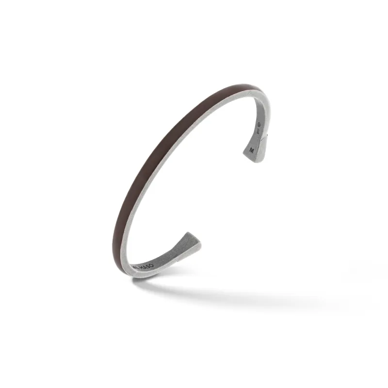 ELAN Oxidized Silver Cuff with Brown Enamel sold by Marco Dal Maso