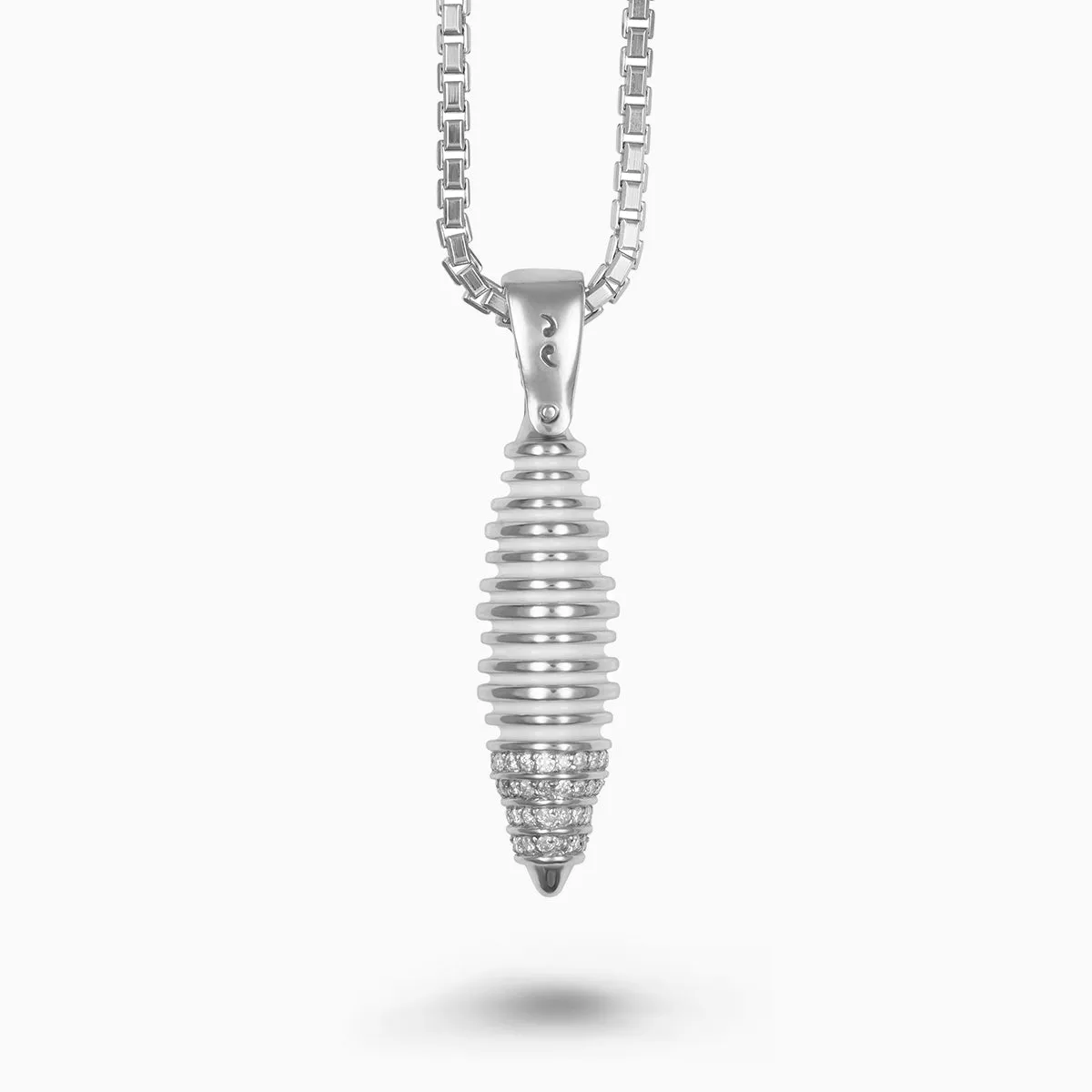 ACIES Triple White Cocoon Pendant with White Diamonds and Ivory Enamel sold by Marco Dal Maso product image thumbnail 3