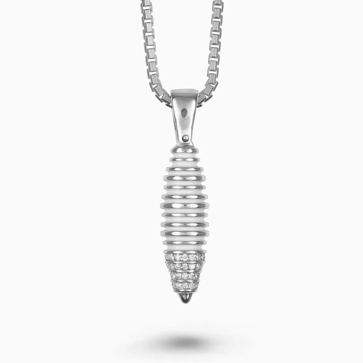 ACIES Triple White Cocoon Pendant with White Diamonds and Ivory Enamel sold by Marco Dal Maso product image thumbnail 5
