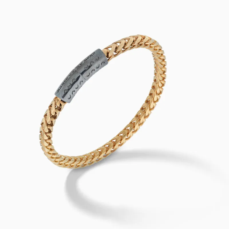 ULYSSES Single Wrap 10mm Chain Bracelet with 18Kt Yellow Gold Vermeil And Oxidized Silver sold by Marco Dal Maso